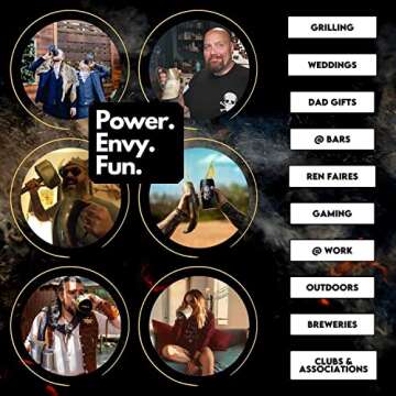 AleHorn Viking Horn Mug, Shot Glass and Bottle Opener Bundle | Unique Viking Gift for Men | Viking Drinking Horn Set | Viking Cup | Christmas Gifts for Men - Viking Mug Set for Beer, Ale or Mead-16 oz