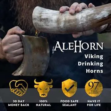 AleHorn Viking Horn Mug, Shot Glass and Bottle Opener Bundle | Unique Viking Gift for Men | Viking Drinking Horn Set | Viking Cup | Christmas Gifts for Men - Viking Mug Set for Beer, Ale or Mead-16 oz