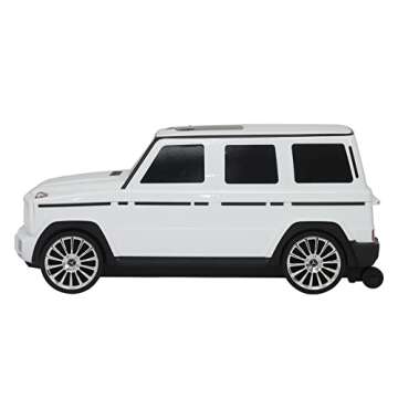 Best Ride On Cars Mercedes G-Class Suitcase Ride On Push Car, Carry-On Luggage for Travel, Realistic Car Look, Inbuilt Storage Space, Compact Size, for Kids Aged 2-6 Years, Large, White