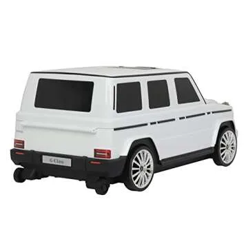 Best Ride On Cars Mercedes G-Class Suitcase Ride On Push Car, Carry-On Luggage for Travel, Realistic Car Look, Inbuilt Storage Space, Compact Size, for Kids Aged 2-6 Years, Large, White