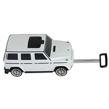 Best Ride On Cars Mercedes G-Class Suitcase Ride On Push Car, Carry-On Luggage for Travel, Realistic Car Look, Inbuilt Storage Space, Compact Size, for Kids Aged 2-6 Years, Large, White