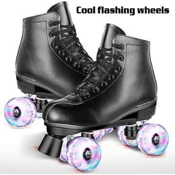 Perzcare Roller Skate Shoes for Women&Men Classic PU Leather High-top Double-Row Roller Skates for B...