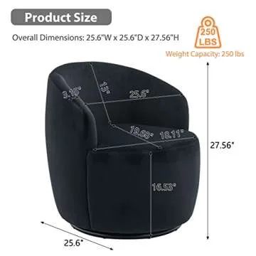KIVENJAJA Swivel Barrel Chair, Modern Velvet Upholstered 360°Swivel Accent Chairs, Small Round Comf...