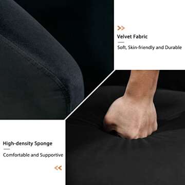 KIVENJAJA Swivel Barrel Chair, Modern Velvet Upholstered 360°Swivel Accent Chairs, Small Round Comfy Armchair Single Sofa Chair for Nursery Living Room Bedroom (Velvet, Black)