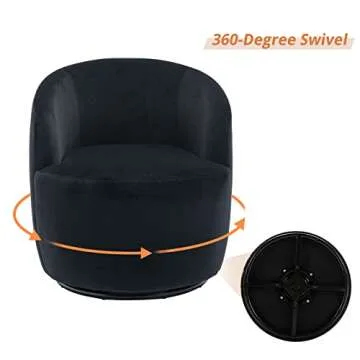 KIVENJAJA Swivel Barrel Chair, Modern Velvet Upholstered 360°Swivel Accent Chairs, Small Round Comfy Armchair Single Sofa Chair for Nursery Living Room Bedroom (Velvet, Black)