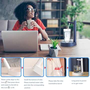 Water Dispenser for 5 Gallon Bottle, Ovtel USB Charging Automatic Water Dispenser for Universal Bottle, Smart 7 Levels Desktop Electric Drinking Water Jugs Pump for Home/Office/Outdoor/Camping