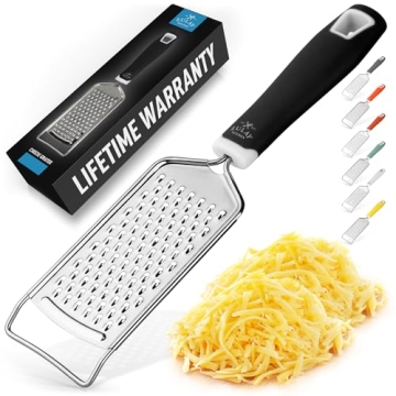 Zulay Kitchen Professional Cheese Grater - Stainless Steel, Ergonomic Handle for Easy Grating of Che...
