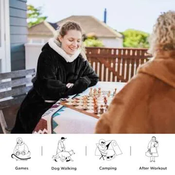 Bedsure Wearable Blanket Hoodie, Long Hooded Blanket Sweatshirt as Birthday Gifts for Women Men, Cozy Sherpa Hoodie for Adult, Oversize, Black