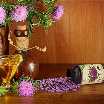 Organic Milk Thistle | Non GMO 2000mg 4X Concentrated Vegan Daily Supplement w/Silymarin Seed Extract for Liver Support, Detox and Cleanse - 60 Veggie Capsules