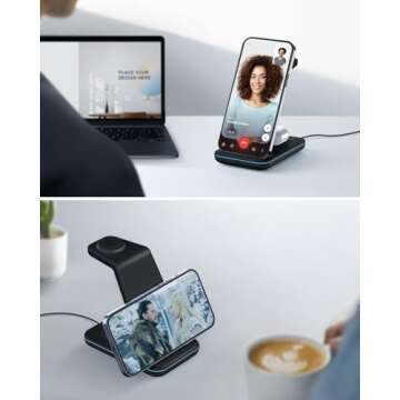 Wireless Charger for iPhone Charging Station: 3 in 1 Phone Charger Stand for iPhone 16/15/14/13/12/11/SE/X Pro Max Plus - Apple Watch Ultra/10/9/8/SE/7/6/5/4/3 - AirPods 2/3/4 Pro