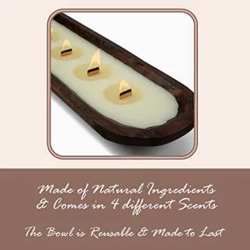 Wick Wooden Dough Bowl Gift Boxed Candle | Beautifully Packaged | High Fragrance Load | Long Burn Times (Lavender, Medium)