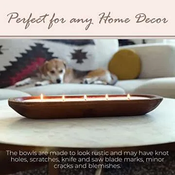 Wick Wooden Dough Bowl Gift Boxed Candle | Beautifully Packaged | High Fragrance Load | Long Burn Times (Lavender, Medium)