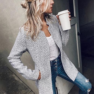 Long Sleeve Stylish Grey Jacket for Women with Pockets