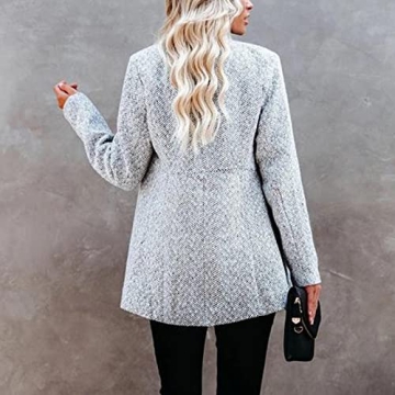 Long Sleeve Stylish Grey Jacket for Women with Pockets
