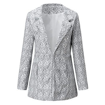 Long Sleeve Stylish Grey Jacket for Women with Pockets
