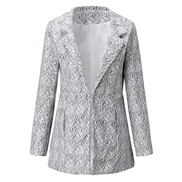Long Sleeve Stylish Grey Jacket for Women with Pockets