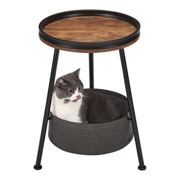 LEMONDA Industrial Round End Table, 2 Tier Round Side Table with Storage Basket,Round Metal Sofa Side Table,Small Round Nightstand,Small Coffee Table for Living Room Bedroom