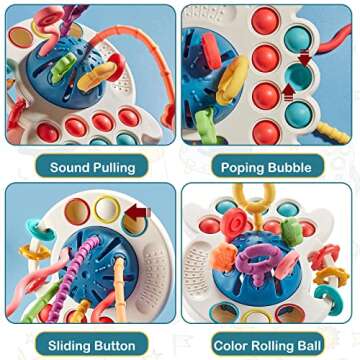 Montessori Toys for 18M+ Safe Silicone Pull String Activity Toy