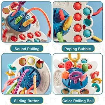 Montessori Toys for 18M+ Safe Silicone Pull String Activity Toy