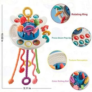 Montessori Toys for 18M+ Safe Silicone Pull String Activity Toy