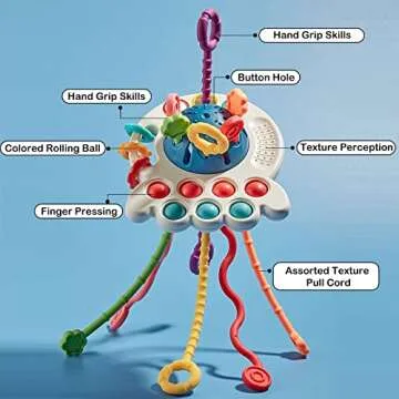 Montessori Toys for 18M+ Safe Silicone Pull String Activity Toy