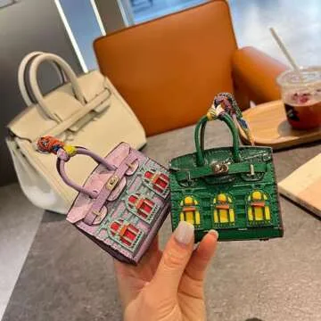 HOHOPEACH Cute Keychains for Women Car Accessories Preppy Stuff Purse Charms for Handbags Vegan Leather Bag Charms (green,One Size)