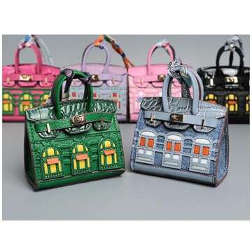 HOHOPEACH Cute Keychains for Women Car Accessories Preppy Stuff Purse Charms for Handbags Vegan Leather Bag Charms (green,One Size)