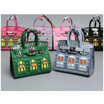 HOHOPEACH Cute Keychains for Women Car Accessories Preppy Stuff Purse Charms for Handbags Vegan Leather Bag Charms (green,One Size)