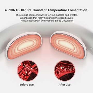 SATOHA Neck Massager with Heat, 6 Modes, 15 Levels, Portable, Deep Tissue Trigger Point Massage for Neck, Shoulders, Home, Office, Travel