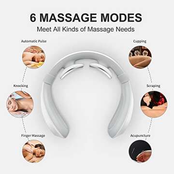 SATOHA Neck Massager with Heat, 6 Modes, 15 Levels, Portable, Deep Tissue Trigger Point Massage for Neck, Shoulders, Home, Office, Travel