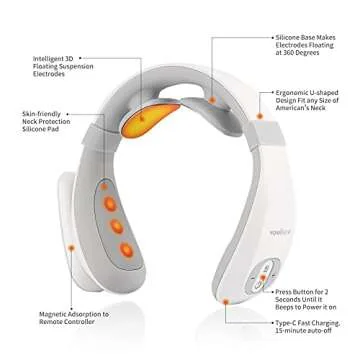 SATOHA Neck Massager with Heat, 6 Modes, 15 Levels, Portable, Deep Tissue Trigger Point Massage for Neck, Shoulders, Home, Office, Travel