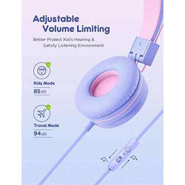 iClever Kids Headphones with Microphone - Safe & Stylish for Kids