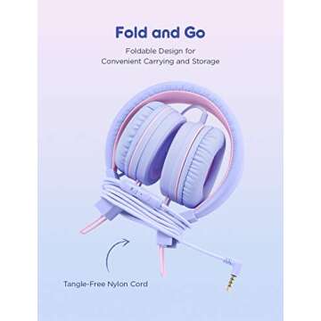 iClever Kids Headphones with Microphone - Safe & Stylish for Kids