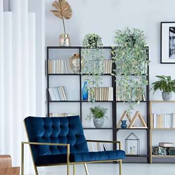 CEWOR Fake Hanging Plants, 3 Pack Artificial Hanging Plants Fake Potted Greenery Plants Artificial Eucalyptus Vine, Mandala Vine in Pot for Home Room Indoor Outdoor Shelf Decor