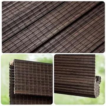 LazBlinds Cordless Bamboo Roman Shades, Privacy Blinds for Interior Windows, Room Darkening Roll Up Bamboo Blinds for Home & Patio, 29.5" W x 64" H, BDP-Espresso