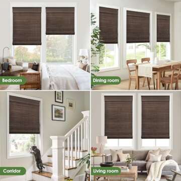 LazBlinds Cordless Bamboo Roman Shades, Privacy Blinds for Interior Windows, Room Darkening Roll Up Bamboo Blinds for Home & Patio, 29.5" W x 64" H, BDP-Espresso