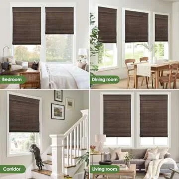 LazBlinds Cordless Bamboo Roman Shades, Privacy Blinds for Interior Windows, Room Darkening Roll Up Bamboo Blinds for Home & Patio, 29.5" W x 64" H, BDP-Espresso