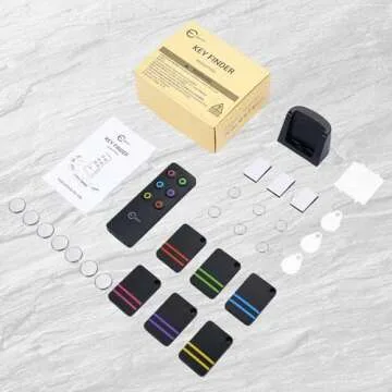 Esky Key Finder - Wallet Tracker, Key Finders & Trackers with 85dB Noise Sound and 6 Receivers - Wallet Finder and Item Locator for Finding Key, Remote, Wallet and Passport, Batteries Included (Black)