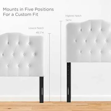 Modway Annabel Tufted Button Faux Leather Upholstered Twin Headboard in White