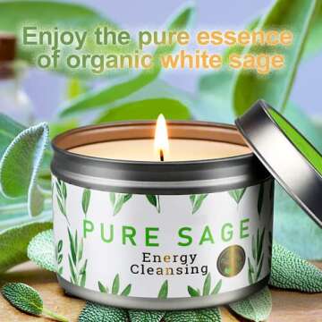 Sage Candles for House Energy Cleansing, 4 Pack House Warming Gifts New Home Pure White Sage Candle Set for Chakra Healing and Meditation-18oz 110 Hour Long Lasting Natural Soy Wax Aromatherapy Candle