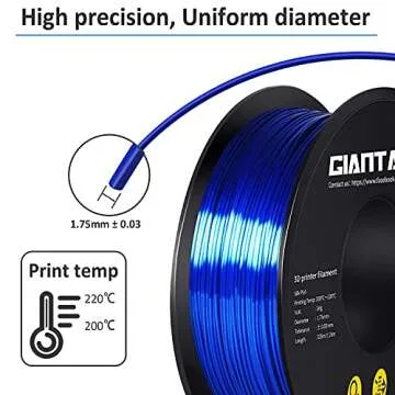 GIANTARM 3D Printer Filament, Silk Royal Blue Pla Filament, 1Kg(2.2lbs) Spool, 1.75mm Dimension Accuracy +/- 0.03mm, 3D Printing Filament