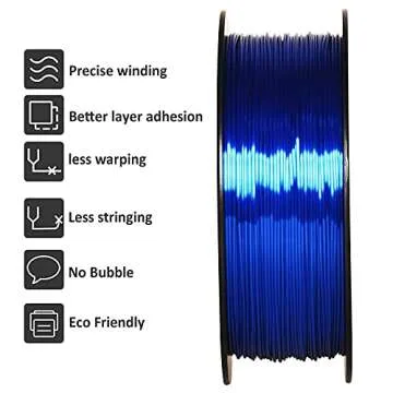 GIANTARM 3D Printer Filament, Silk Royal Blue Pla Filament, 1Kg(2.2lbs) Spool, 1.75mm Dimension Accuracy +/- 0.03mm, 3D Printing Filament
