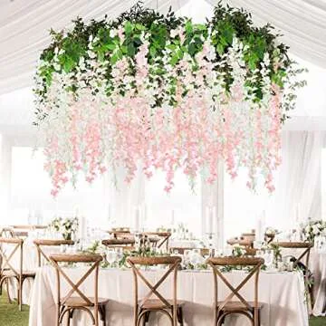 Serwalin Wisteria Hanging Flowers - 12 Pack for Home Decor