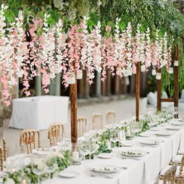 Serwalin Wisteria Hanging Flowers - 12 Pack for Home Decor