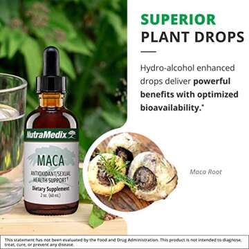 NutraMedix Maca Liquid Tincture - Mood Supplement Drops with Peruvian Maca Root Extract for Women's Health - Herbal Support for Hormonal Health & Mood - Vegan Supplements (2oz / 60ml)