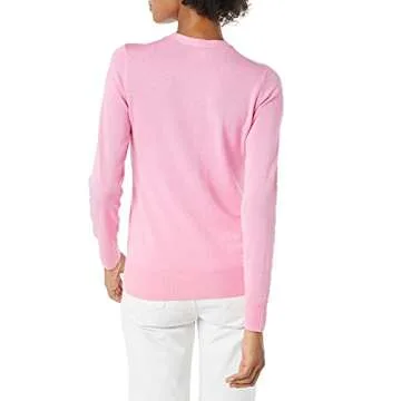 Amazon Essentials Women's Lightweight V-Neck Cardigan Sweater (Available in Plus Size), Pink, Large