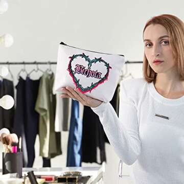 WZMPA Latin Music Cosmetic Makeup Bag Musical Inspired Gift Music Fans Makeup Zipper Pouch Bag For Family Friend (Bichota)