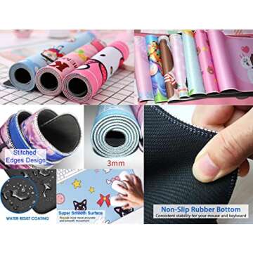 Kawaii Green Desk Mat Cute Mouse Pad Japanese, Flowers and Plants Keyboard Mat, Anime Aesthetics Large Mousepad XXL Gaming Desk Pad XL Office Home Decor for Women Girls Keyboard Pad 31.5"x15.75"