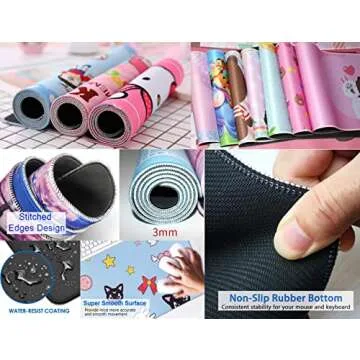 Kawaii Green Desk Mat Cute Mouse Pad Japanese, Flowers and Plants Keyboard Mat, Anime Aesthetics Large Mousepad XXL Gaming Desk Pad XL Office Home Decor for Women Girls Keyboard Pad 31.5"x15.75"