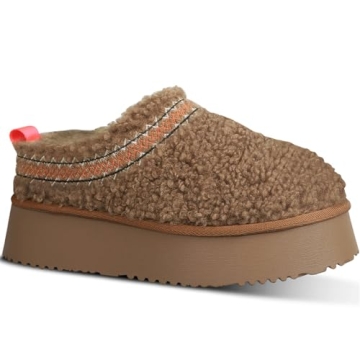 NATRAKI Women's Platform Slippers Mini Boots - Cozy Braid Slippers with Plush Fleece Lining